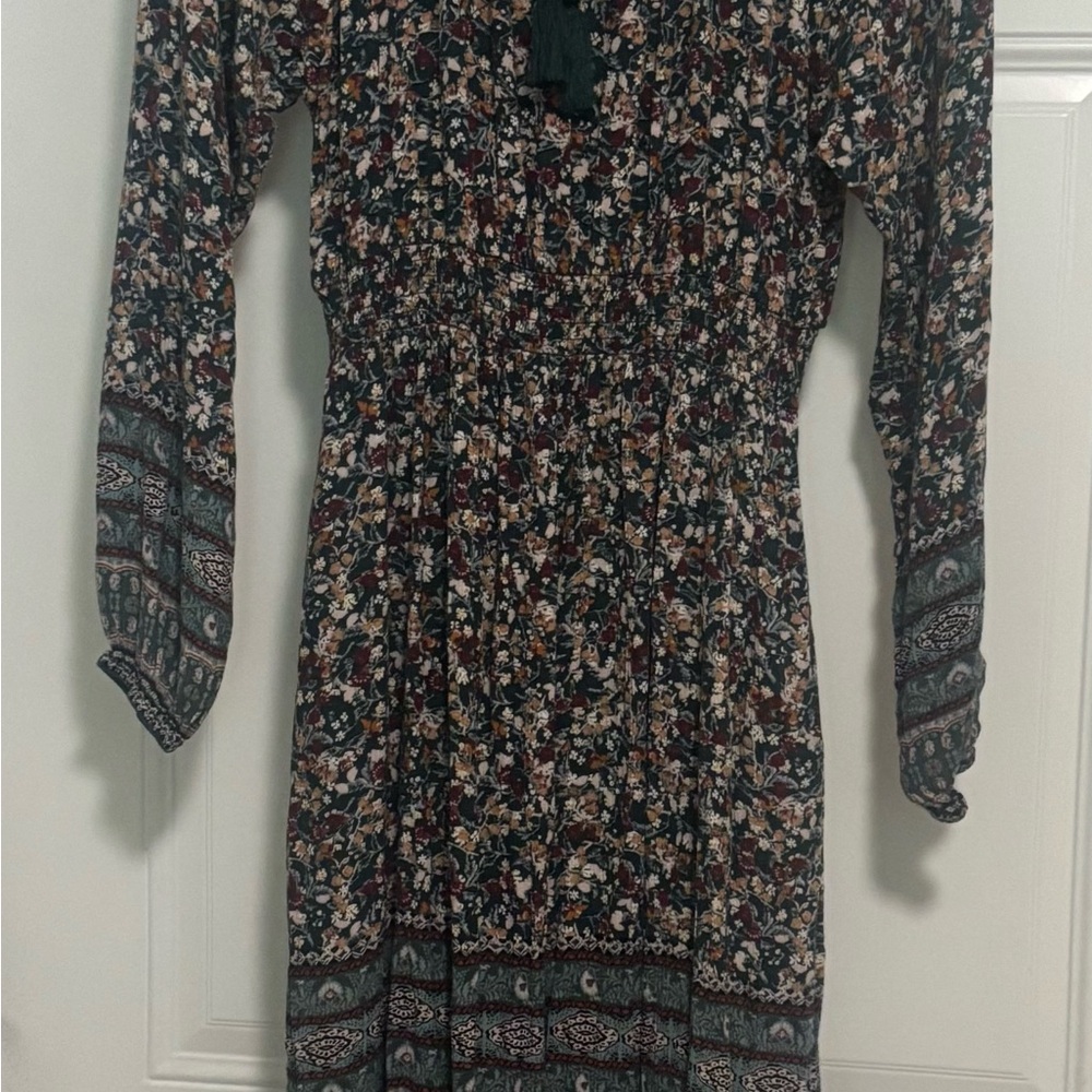 Knox‎ Rose Green and Blue Long Sleeve Sundress size Small